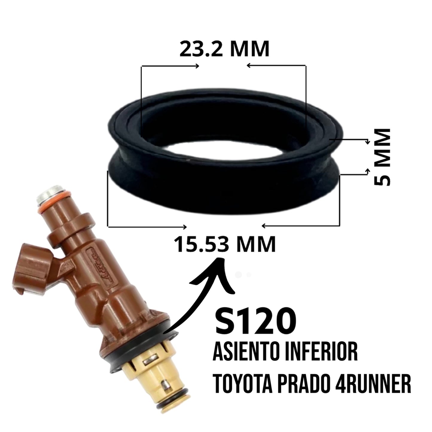Kit de 6 Asiantos Inferiores Acanalados Inyector Toyota Prado